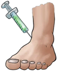 Cartoon foot receiving treatment