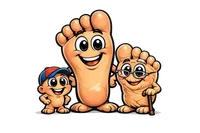 Pies de caricatura representando diferentes edades