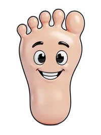 Happy cartoon foot walking pain-free after heel treatment