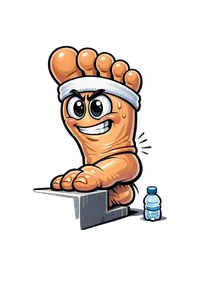 Cartoon foot doing stretching exercises