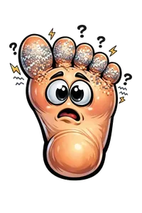 Pie de caricatura con hormigueo y entumecimiento