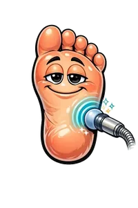 Cartoon foot receiving shockwave therapy