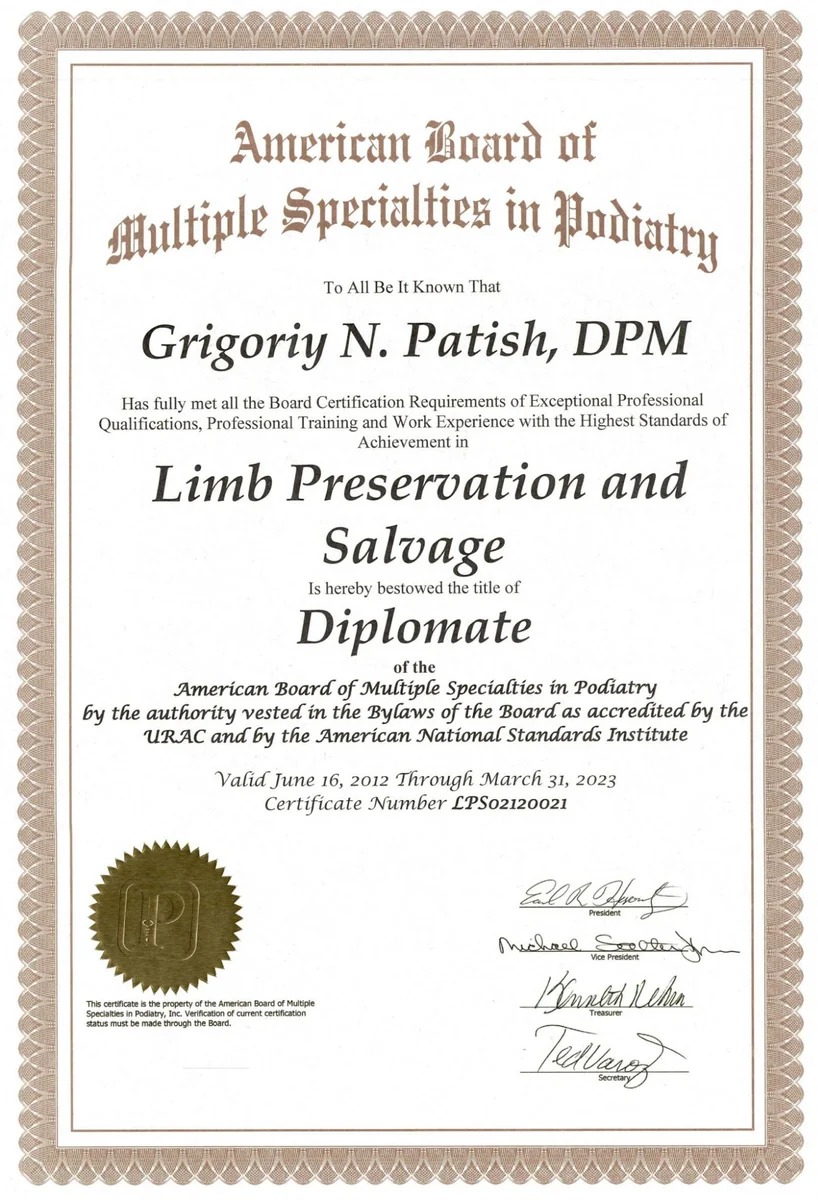 Certificación ABMSP — Preservación y Salvamento de Extremidades